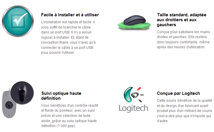Souris PC Filaire Logitech Mouse M90
